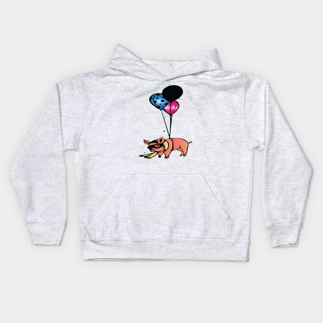 flying piggy Kids Hoodie by lazykitty